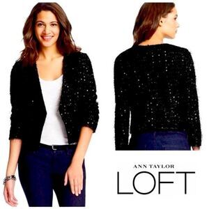 LOFT Sequin Knit Open Blazer Jacket
